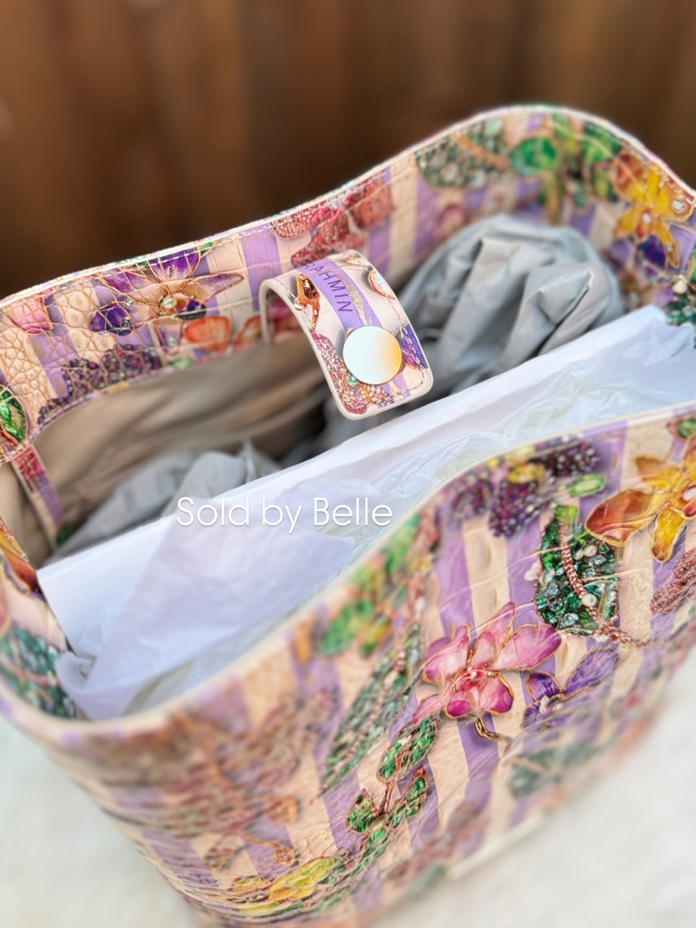 NWT Brahmin Celina Pinstripe Petals Melbourne - Picture 4 of 4